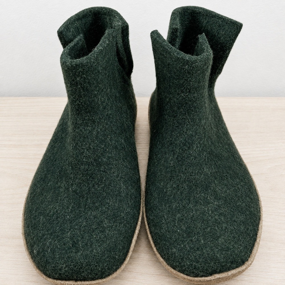 Glerups Felted Wool Boot Slippers Women's 10 EU 41 Green Leather Sole
